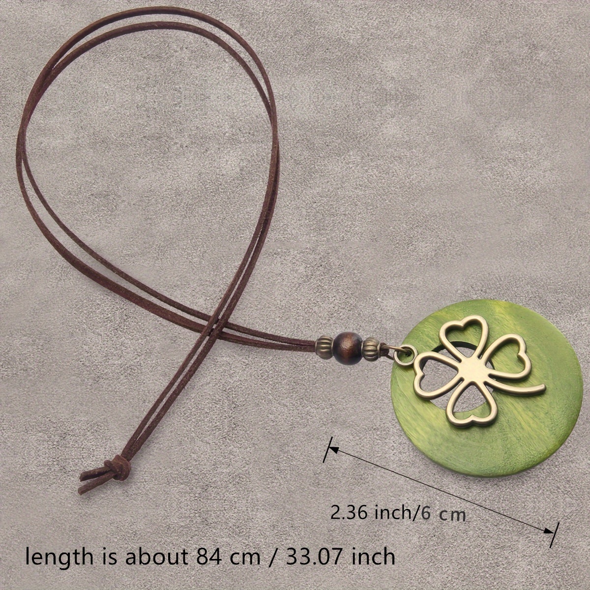 Retro Clover Round Pendant Sweater Chain Necklace